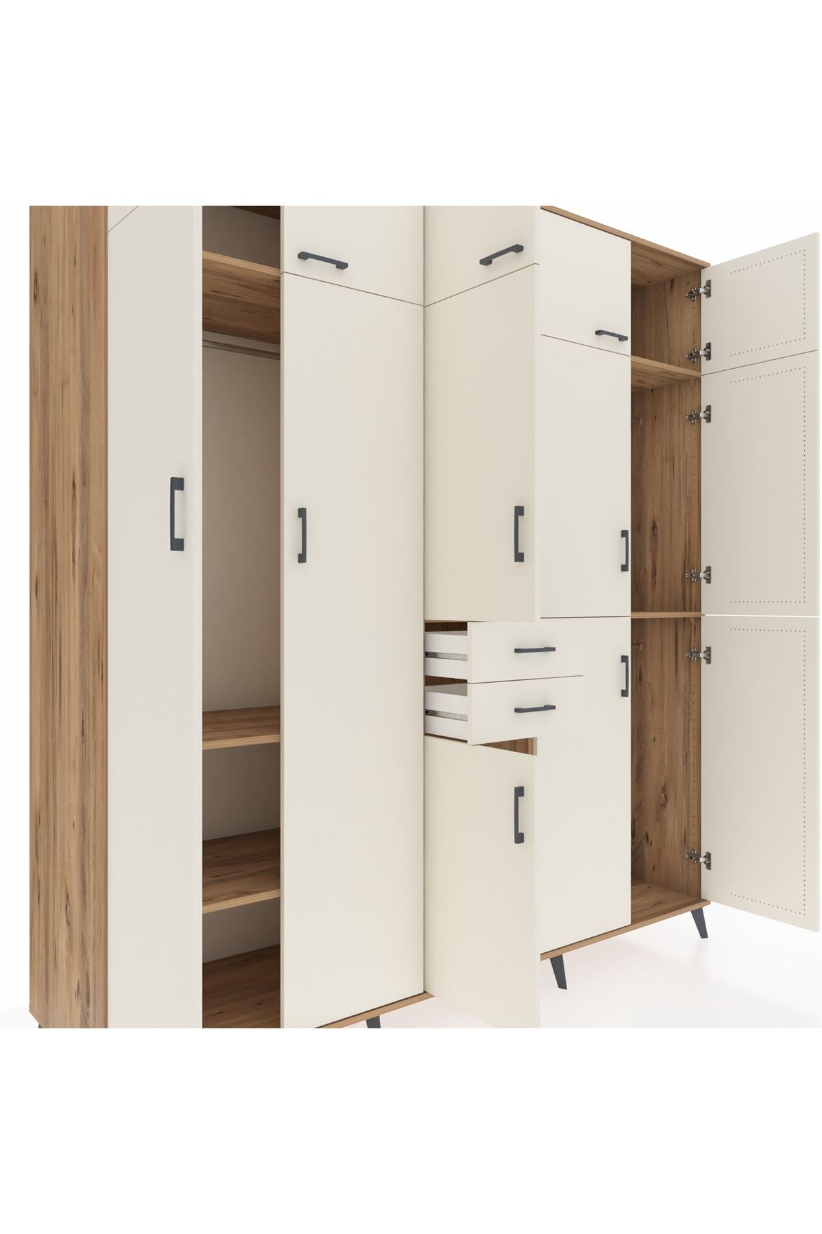 Kronos Dolap 10 Raflı 2 Çekmeceli 3 Askılı 220x59x243 Çam-Aytaşı/Aytaşı