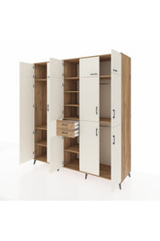 Kronos Dolap 10 Raflı 2 Çekmeceli 3 Askılı 220x59x243 Çam-Aytaşı/Çam