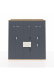 Kronos Dolap 10 Raflı 2 Çekmeceli 3 Askılı 220x59x243 Çam-Antrasit/Aytaşı