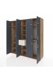 Kronos Dolap 10 Raflı 2 Çekmeceli 3 Askılı 220x59x243 Çam-Antrasit/Aytaşı