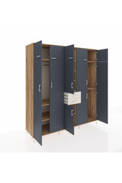 Kronos Dolap 10 Raflı 2 Çekmeceli 3 Askılı 220x59x243 Çam-Antrasit/Aytaşı