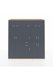 Kronos Dolap 10 Raflı 2 Çekmeceli 3 Askılı 220x59x243 Çam-Antrasit/Antrasit