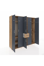 Kronos Dolap 10 Raflı 2 Çekmeceli 3 Askılı 220x59x243 Çam-Antrasit/Çam