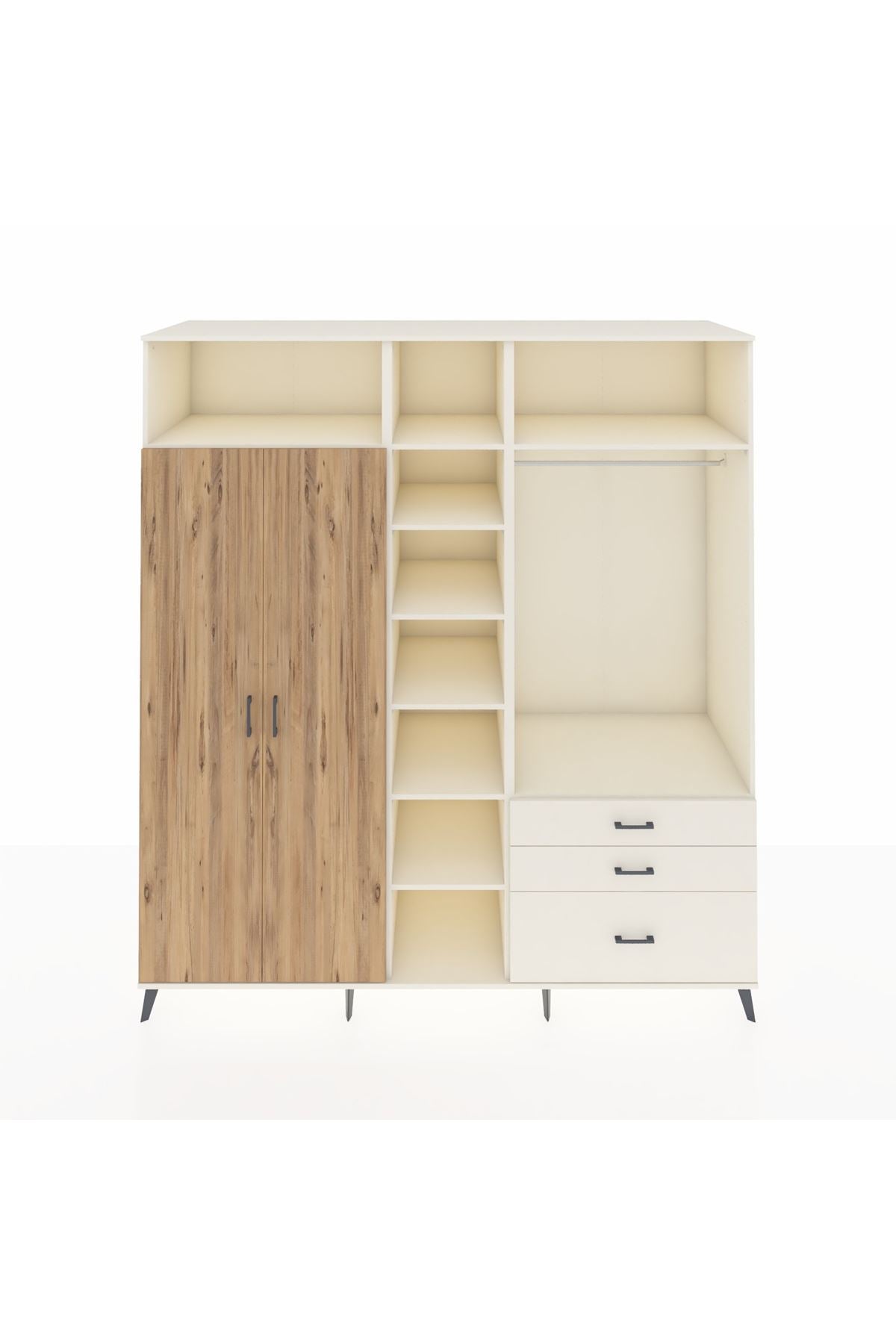 Kronos Dolap 9 Raflı 3 Çekmeceli 2 Askılı 220x59x243 Aytaşı-Çam/Aytaşı