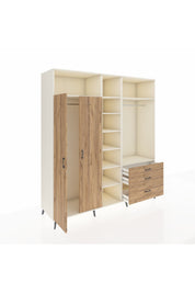 Kronos Dolap 9 Raflı 3 Çekmeceli 2 Askılı 220x59x243 Aytaşı-Çam/Çam