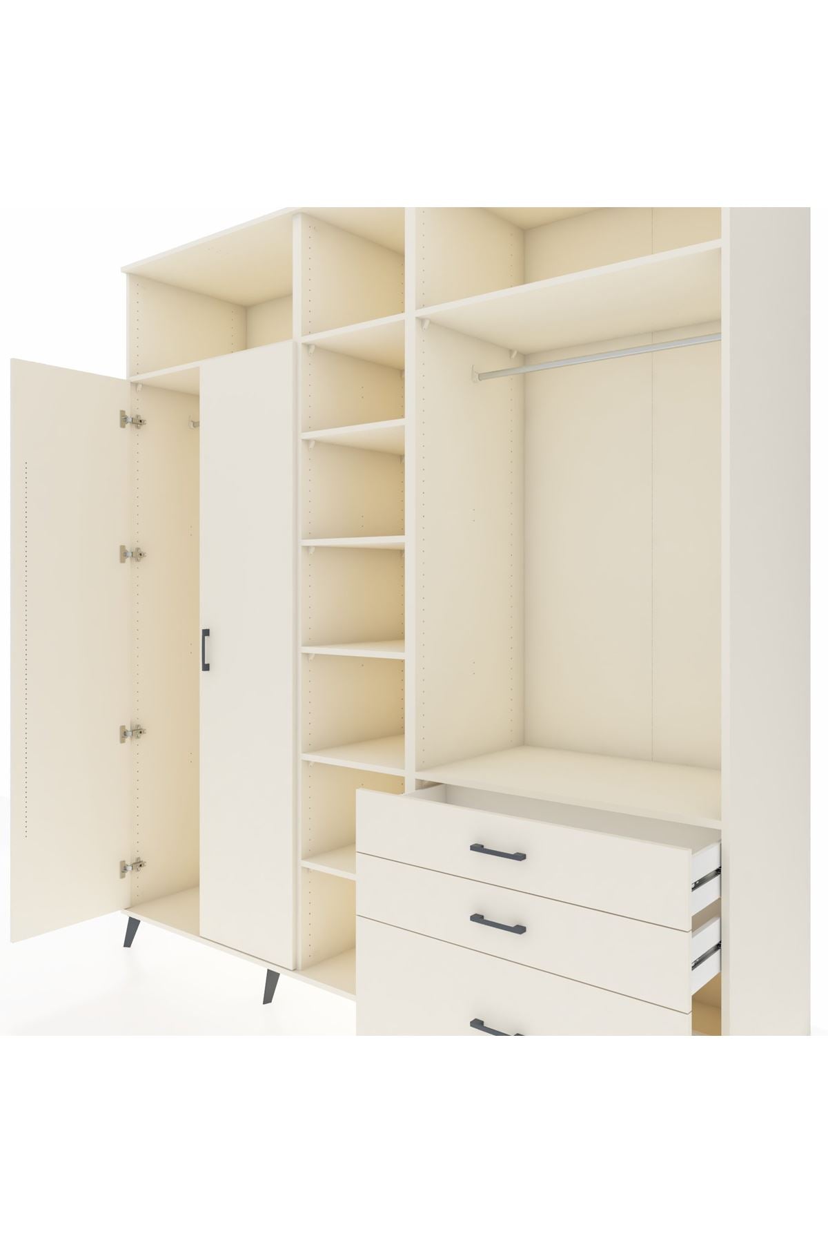 Kronos Dolap 9 Raflı 3 Çekmeceli 2 Askılı 220x59x243 Aytaşı-Aytaşı/Aytaşı