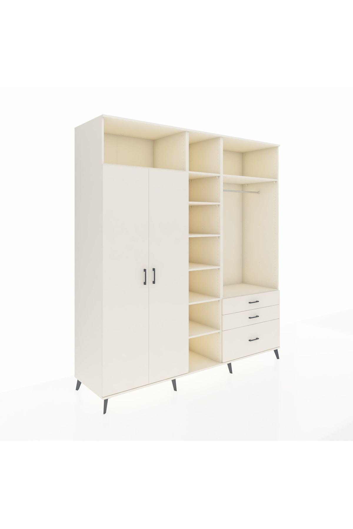 Kronos Dolap 9 Raflı 3 Çekmeceli 2 Askılı 220x59x243 Aytaşı-Aytaşı/Aytaşı