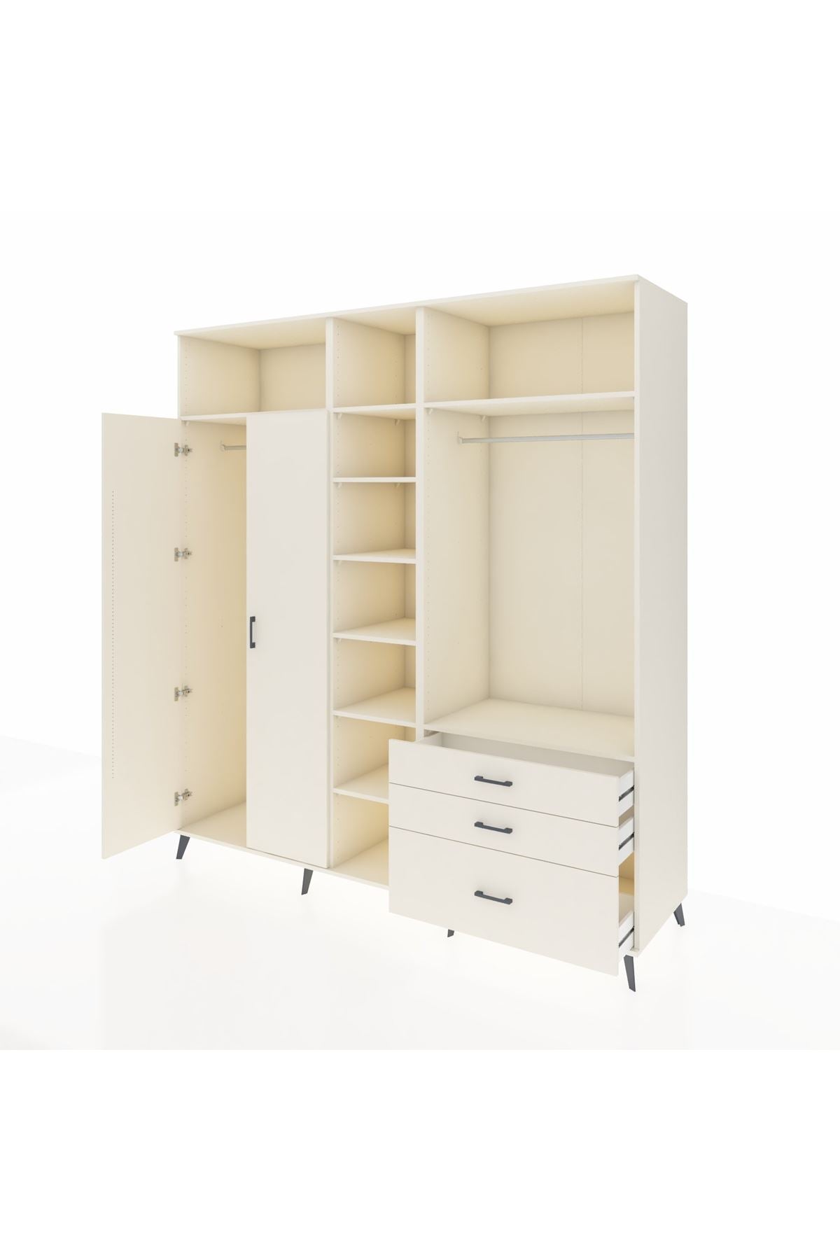 Kronos Dolap 9 Raflı 3 Çekmeceli 2 Askılı 220x59x243 Aytaşı-Aytaşı/Aytaşı