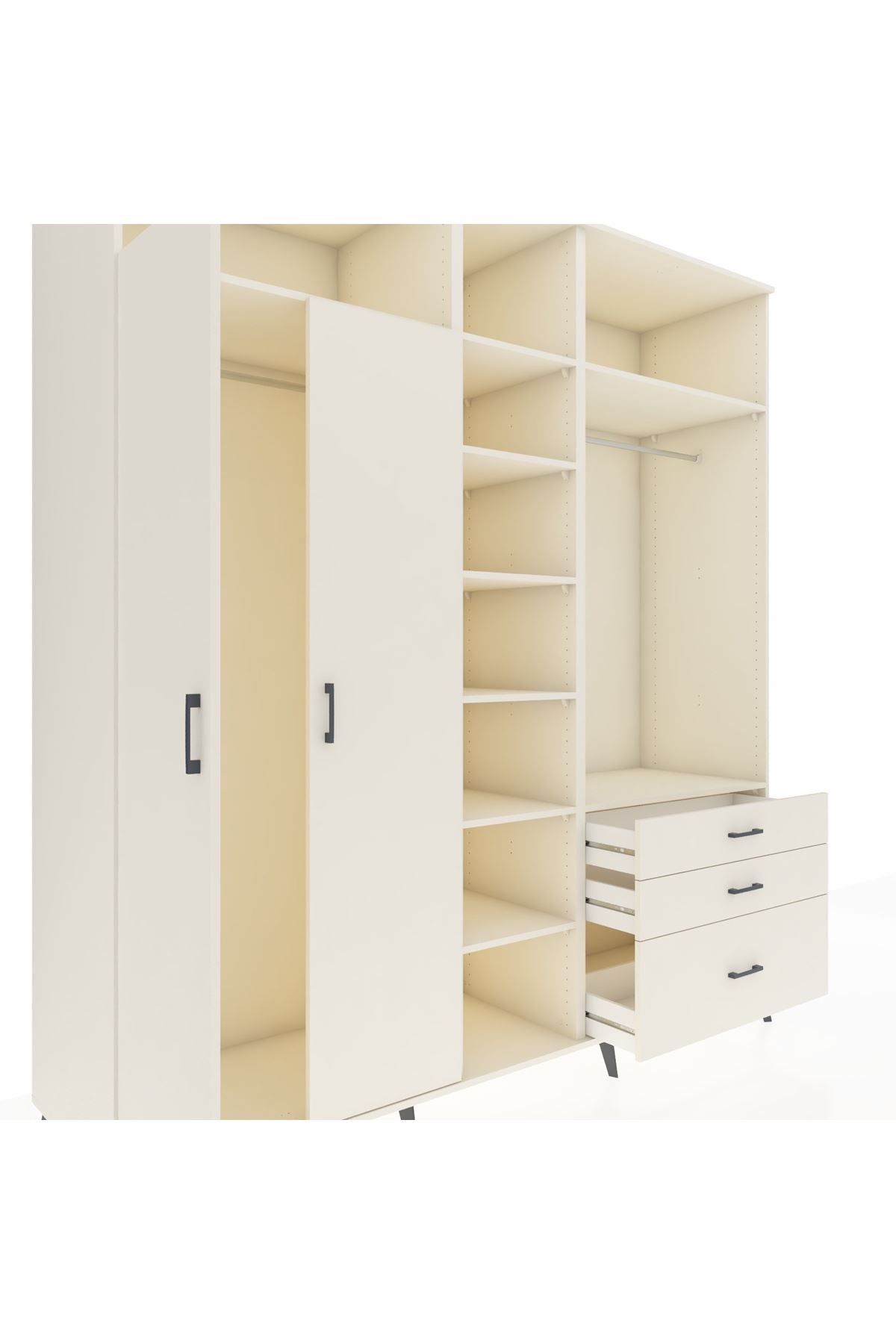 Kronos Dolap 9 Raflı 3 Çekmeceli 2 Askılı 220x59x243 Aytaşı-Aytaşı/Aytaşı