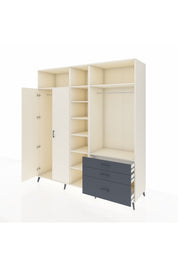 Kronos Dolap 9 Raflı 3 Çekmeceli 2 Askılı 220x59x243 Aytaşı-Aytaşı/Antrasit