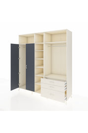 Kronos Dolap 9 Raflı 3 Çekmeceli 2 Askılı 220x59x243 Aytaşı-Antrasit/Aytaşı