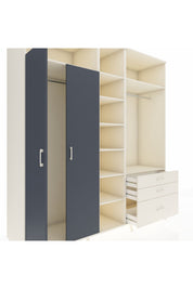 Kronos Dolap 9 Raflı 3 Çekmeceli 2 Askılı 220x59x243 Aytaşı-Antrasit/Aytaşı