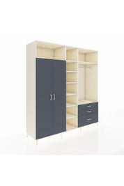 Kronos Dolap 9 Raflı 3 Çekmeceli 2 Askılı 220x59x243 Aytaşı-Antrasit/Antrasit