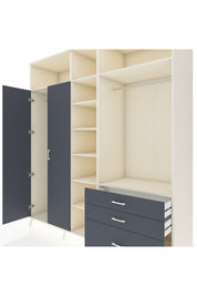 Kronos Dolap 9 Raflı 3 Çekmeceli 2 Askılı 220x59x243 Aytaşı-Antrasit/Antrasit