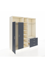 Kronos Dolap 9 Raflı 3 Çekmeceli 2 Askılı 220x59x243 Aytaşı-Antrasit/Antrasit