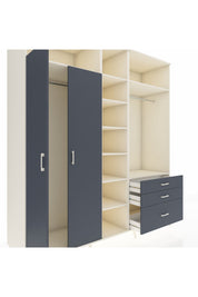 Kronos Dolap 9 Raflı 3 Çekmeceli 2 Askılı 220x59x243 Aytaşı-Antrasit/Antrasit