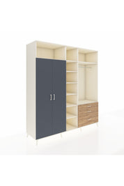 Kronos Dolap 9 Raflı 3 Çekmeceli 2 Askılı 220x59x243 Aytaşı-Antrasit/Çam