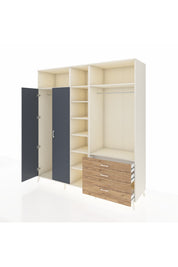 Kronos Dolap 9 Raflı 3 Çekmeceli 2 Askılı 220x59x243 Aytaşı-Antrasit/Çam