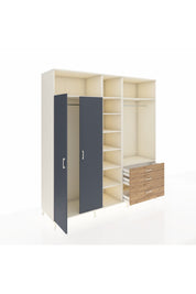 Kronos Dolap 9 Raflı 3 Çekmeceli 2 Askılı 220x59x243 Aytaşı-Antrasit/Çam