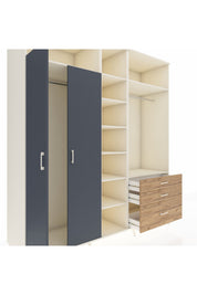 Kronos Dolap 9 Raflı 3 Çekmeceli 2 Askılı 220x59x243 Aytaşı-Antrasit/Çam