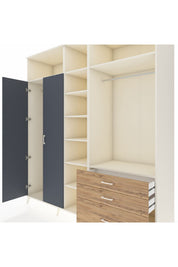 Kronos Dolap 9 Raflı 3 Çekmeceli 2 Askılı 220x59x243 Aytaşı-Antrasit/Çam