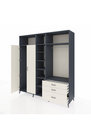 Kronos Dolap 9 Raflı 3 Çekmeceli 2 Askılı 220x59x243 Antrasit-Aytaşı/Aytaşı