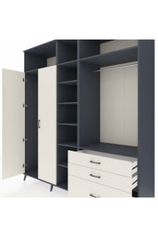 Kronos Dolap 9 Raflı 3 Çekmeceli 2 Askılı 220x59x243 Antrasit-Aytaşı/Aytaşı