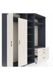 Kronos Dolap 9 Raflı 3 Çekmeceli 2 Askılı 220x59x243 Antrasit-Aytaşı/Aytaşı