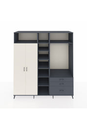 Kronos Dolap 9 Raflı 3 Çekmeceli 2 Askılı 220x59x243 Antrasit-Aytaşı/Antrasit