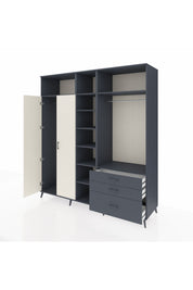 Kronos Dolap 9 Raflı 3 Çekmeceli 2 Askılı 220x59x243 Antrasit-Aytaşı/Antrasit