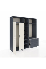 Kronos Dolap 9 Raflı 3 Çekmeceli 2 Askılı 220x59x243 Antrasit-Aytaşı/Antrasit