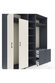 Kronos Dolap 9 Raflı 3 Çekmeceli 2 Askılı 220x59x243 Antrasit-Aytaşı/Antrasit