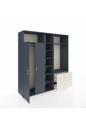 Kronos Dolap 9 Raflı 3 Çekmeceli 2 Askılı 220x59x243 Antrasit-Antrasit/Aytaşı