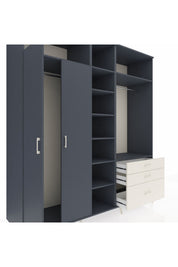 Kronos Dolap 9 Raflı 3 Çekmeceli 2 Askılı 220x59x243 Antrasit-Antrasit/Aytaşı