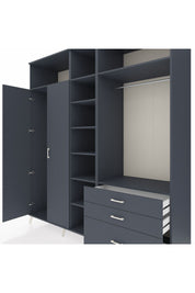 Kronos Dolap 9 Raflı 3 Çekmeceli 2 Askılı 220x59x243 Antrasit-Antrasit/Antrasit
