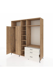 Kronos Dolap 9 Raflı 3 Çekmeceli 2 Askılı 220x59x243 Çam-Çam/Aytaşı