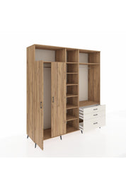 Kronos Dolap 9 Raflı 3 Çekmeceli 2 Askılı 220x59x243 Çam-Çam/Aytaşı