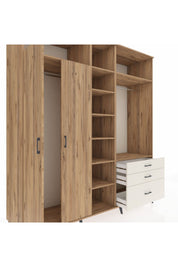 Kronos Dolap 9 Raflı 3 Çekmeceli 2 Askılı 220x59x243 Çam-Çam/Aytaşı