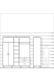 Kronos Dolap 9 Raflı 3 Çekmeceli 2 Askılı 220x59x243 - S784M028V22C