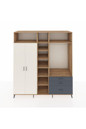 Kronos Dolap 9 Raflı 3 Çekmeceli 2 Askılı 220x59x243 Çam-Aytaşı/Antrasit