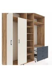 Kronos Dolap 9 Raflı 3 Çekmeceli 2 Askılı 220x59x243 Çam-Aytaşı/Antrasit