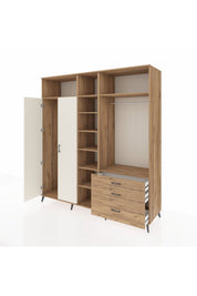Kronos Dolap 9 Raflı 3 Çekmeceli 2 Askılı 220x59x243 Çam-Aytaşı/Çam