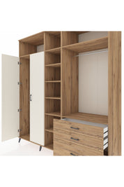 Kronos Dolap 9 Raflı 3 Çekmeceli 2 Askılı 220x59x243 Çam-Aytaşı/Çam