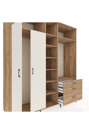Kronos Dolap 9 Raflı 3 Çekmeceli 2 Askılı 220x59x243 Çam-Aytaşı/Çam