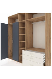 Kronos Dolap 9 Raflı 3 Çekmeceli 2 Askılı 220x59x243 Çam-Antrasit/Aytaşı