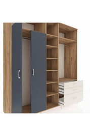 Kronos Dolap 9 Raflı 3 Çekmeceli 2 Askılı 220x59x243 Çam-Antrasit/Aytaşı