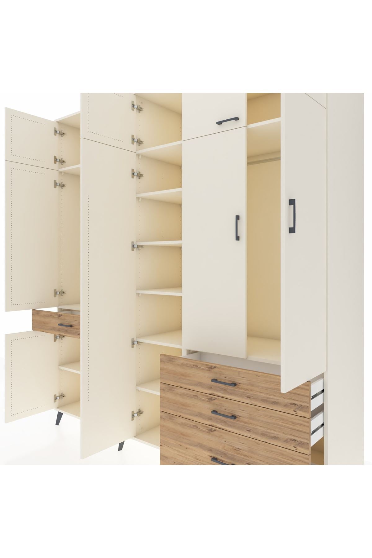 Kronos Dolap 11 Raflı 4 Çekmeceli 2 Askılı 220x59x243 - S784M029V06C