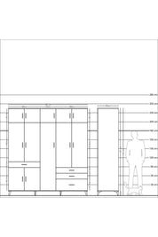 Kronos Dolap 11 Raflı 4 Çekmeceli 2 Askılı 220x59x243 - S784M029V06C