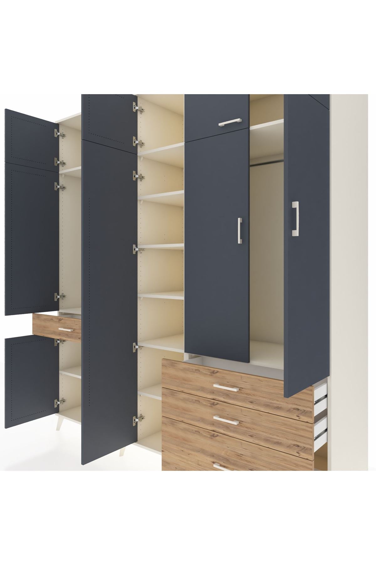 Kronos Dolap 11 Raflı 4 Çekmeceli 2 Askılı 220x59x243 - S784M029V09C
