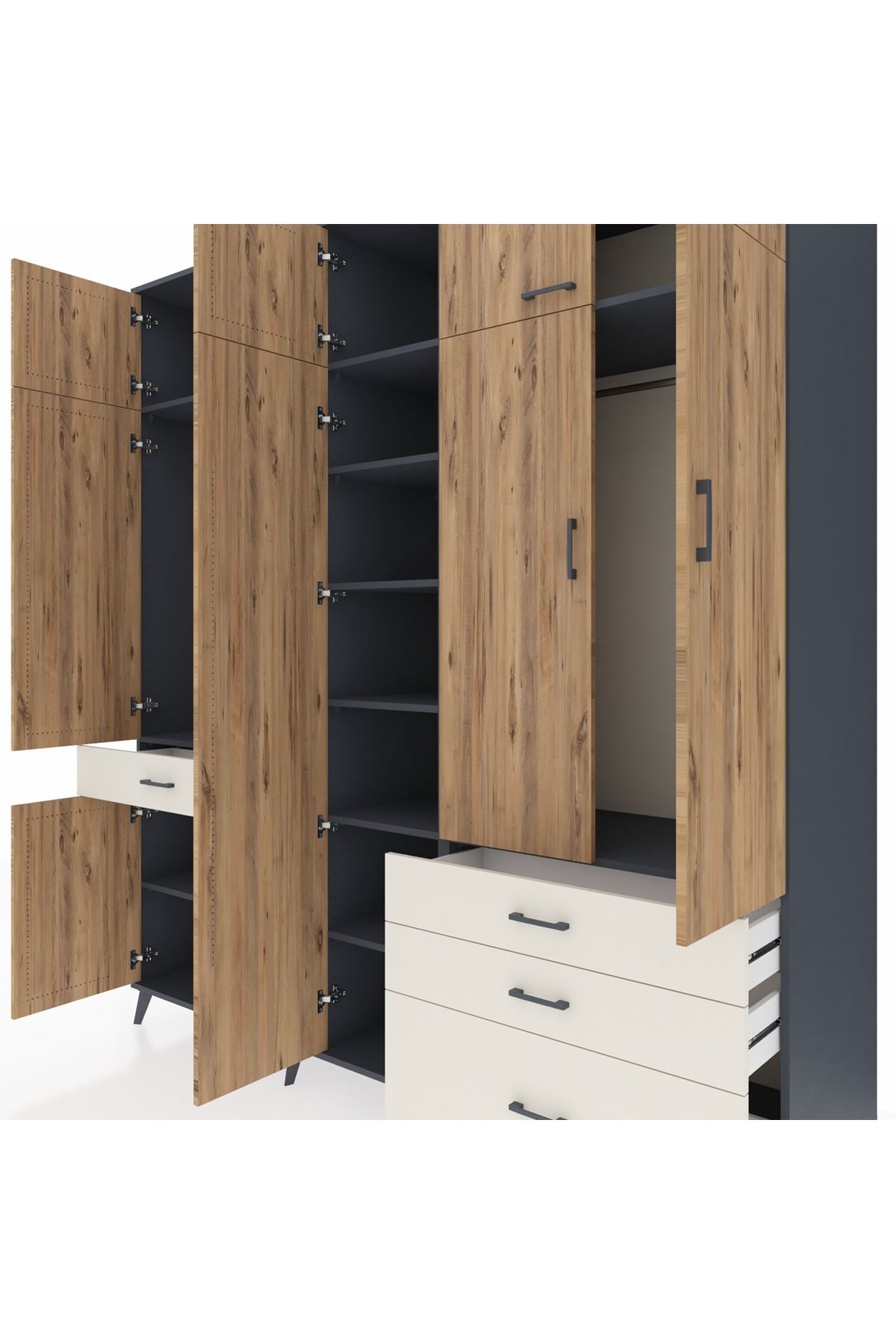 Kronos Dolap 11 Raflı 4 Çekmeceli 2 Askılı 220x59x243 - S784M029V10C